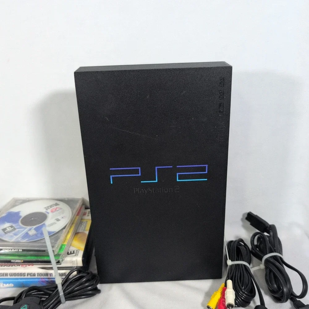 Sony PlayStation 2 PS2 Fat SCPH-39001 Console OEM Black Controller 11 Games
